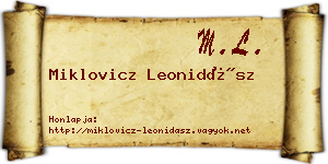 Miklovicz Leonidász névjegykártya